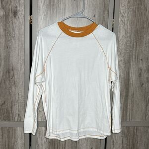 Seeker T-shirt Organic Hemp Ringer White Orange Sustainable